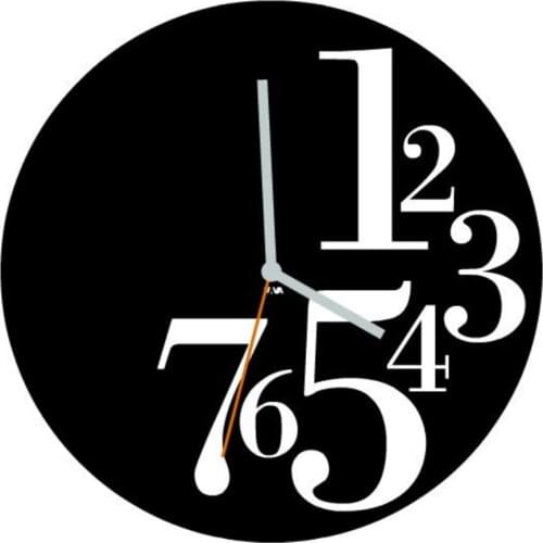 HLO 2021 Black Round Wooden Wall Clock Asymmetric Numbers Home Decoration Quality Material Stylish Living Room Silence Mechanism