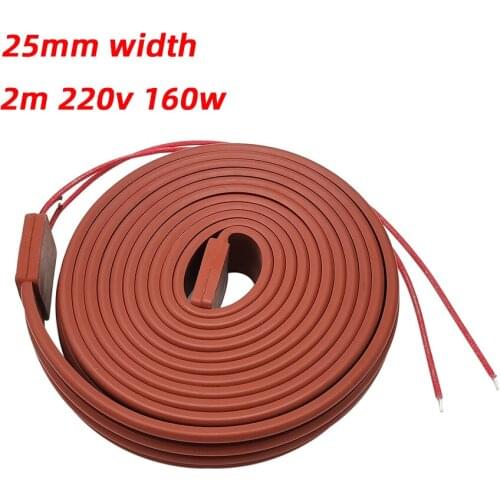 2m length, 25mm width, High Temperature Silicone Rubber Heating Cable for water pipe prevent freezing, Oil Fuel Anticondensation