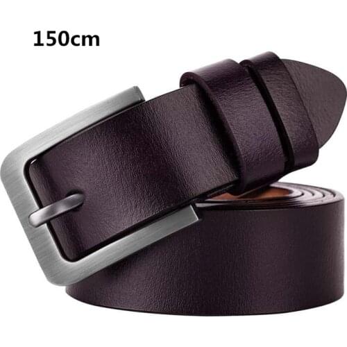 TJ-TingJun For Large 150CM Size Cowhide Leather Buckle Belt Lengthening Men Leather Belt Super Long Retro Fat Casual Belt C401