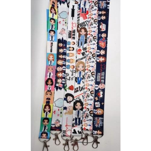 Hot Sale! Greys Anatomy Doctors nurse Lanyard Neck Strap Card Bus ID Holders With Key Chain