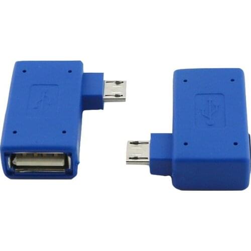 10x Micro USB 5 Pin 2.0 OTG Host Adapter with USB Power Port Adapter for Cell Phone Tablet Blue Left/Right Angle