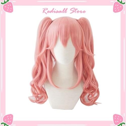 Tamamo no Mae Wig Tamamo Cat Cosplay Base Wig + 2 Curly Pigtails Halloween Fgo Adult Hair for Women Girls Synthetic Hair