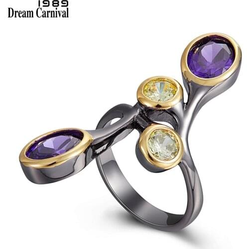 DreamCarnival1989 Creative-Ring for Women Multi-Colors Zircon Delicate Feminine Jewelry Long Ring Dating Party Must Have WA11793