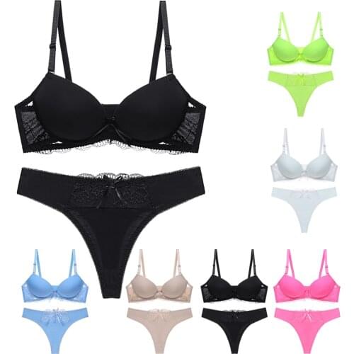 New Women Sexy Bra and Thong Set Push Up Brassiere Plus Size Underwear Panties Lingerie Suit