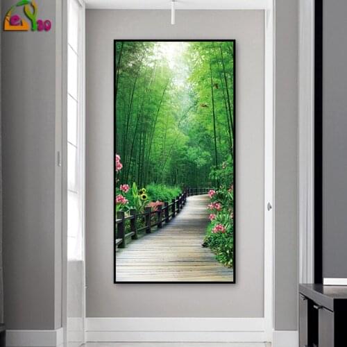 Corridor,aisle,modern and simple bamboo forest,entrance lucky scenery,vertical porch decorative diamond painting paintings