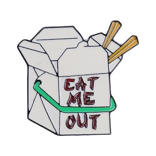 Creative milk carton "eat me out" brooch, denim collar accessories, wholesale pins, bag decoration badges, gifts for friends