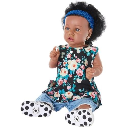 Hoomai 23" New Black skin Reborn Baby Dolls Silicone Soft Body Fashion Boneca Reborn For Kids Christmas Gift