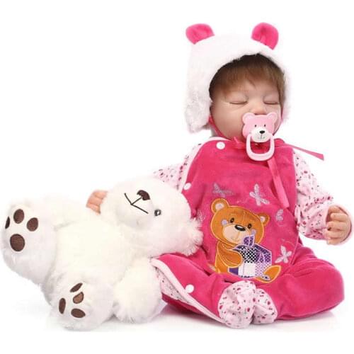 Reborn Girl Dolls Lifelike Sleeping Babies 22 Inch 55 Cm Alive Toy with Front Belly Kids Birthday Gift