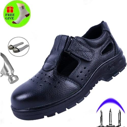 Summer Mesh Sandals Work Boots Outdoor Anti-smashing Anti puncture Breathable Safety Shoes Mens Non-slip Wear Mens Shoes