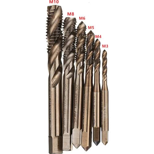M3-M10 HSS- Co Cobalt M35 Machine Sprial Flutes Taps Metric Screw Tap Right Hand Thread Plug Tap Drill