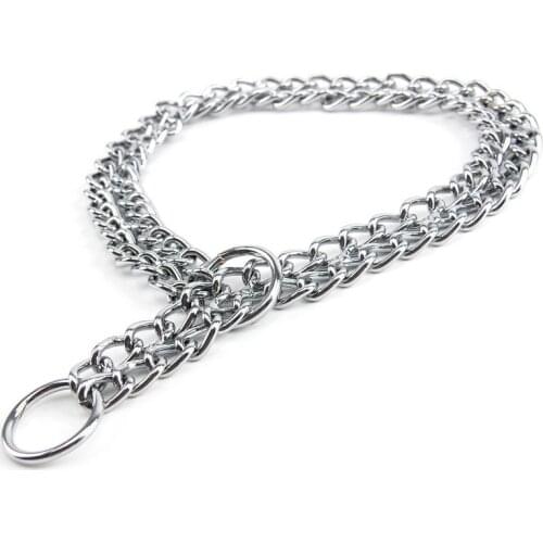 Small big large dog collar chain Leashes Silver Stainless Steel P Choke Metal Slip Chain for Dogs
