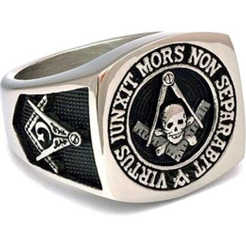 Fashionable Mens Skull-Shaped Ring Fashion Freemasonry Ag Letter Creative Personality Hip Hop Popular Party All-Match Jewelry