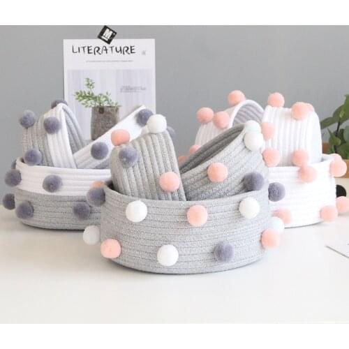 Hair Ball Cotton Rope Hand-Woven Storage Basket Desktop Cosmetic Organizer Sundries Storage Box Photo Props