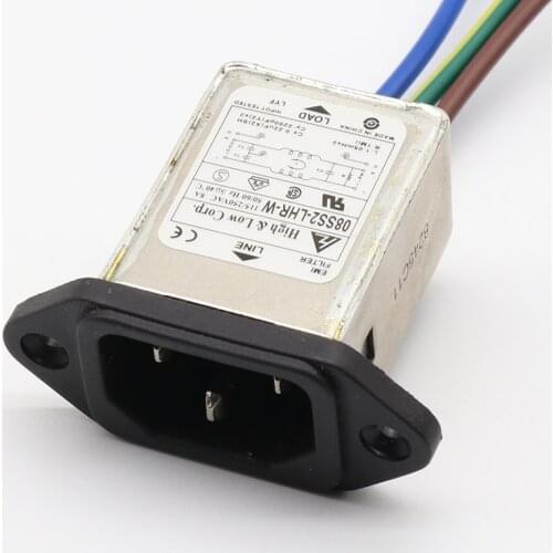 Panel mounting 3 pins ac socket 8A EMI filter 115/250VAC 8A 50/60Hz High & Low Corp. EMI power filter Connector