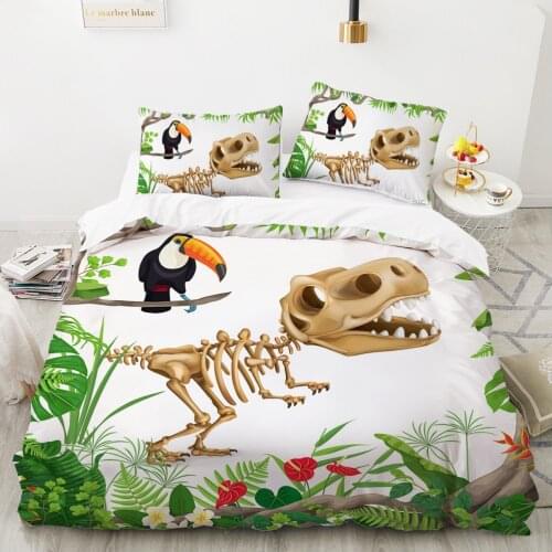 Cartoon bedding set Duvet cover 140x200 bed linen 2 sp Bedding for Baby children Boy Bed Set Dinosaur Skull jurassic park