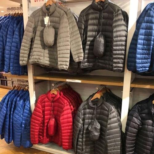 Mens Lightweight Down Jacket Winter 7 Color Classic Casual Stand Collar White Duck Down Portable Coat Male Brand Clothes