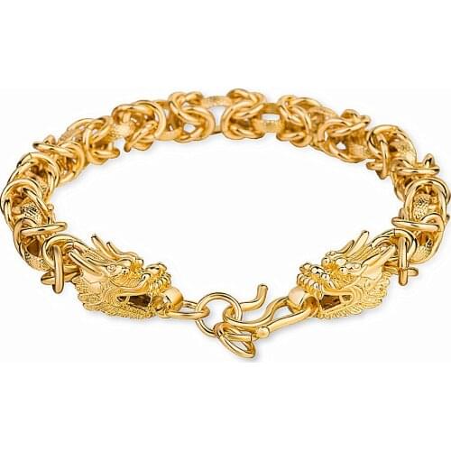 Fashion masculine dragon chain bracelets for men gold color jewelry party accessories gifts royal cool vintage carving new hot