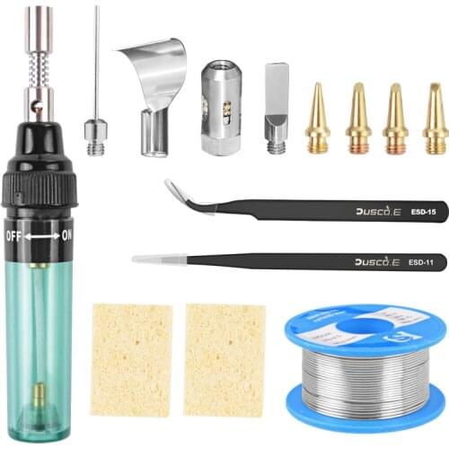 Dusco.E MT-100 Soldering Iron kit Gas Soldering Iron Pen Butane Blow Torch Cordless Butane Tips Welding Tool