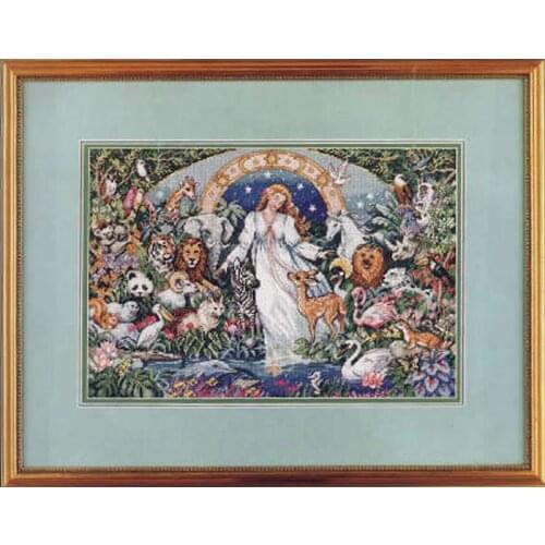 Gold Collection Counted Cross Stitch Kit Mother Earth Human Girl Animals Paradise Haven Joy to the World Angel dim 03797