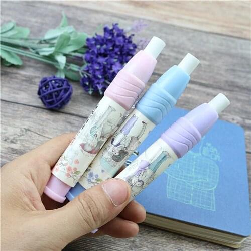 Press Student pencil Eraser Cute and durable with clip and not easily damaged Wipe clean