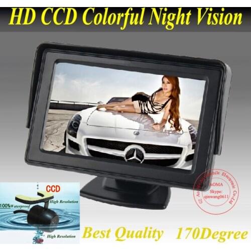 NEW 4.3 inch LCD Monitor+170 degree Reverse Camera Car Rear View Kit car camera free 5m cable parking sensor camera parking kit