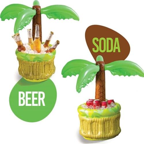 Beach Party Beverage Cooler Bar Storage Ice Pad Coaster Container Plastic Inflatable Floating Coconut Ice Bucket Drink Holder