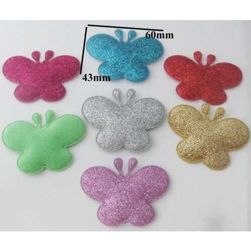 PANVAG 80pcs 6cm butterfly patches padded glitter shining color DIY craft decorative accessories