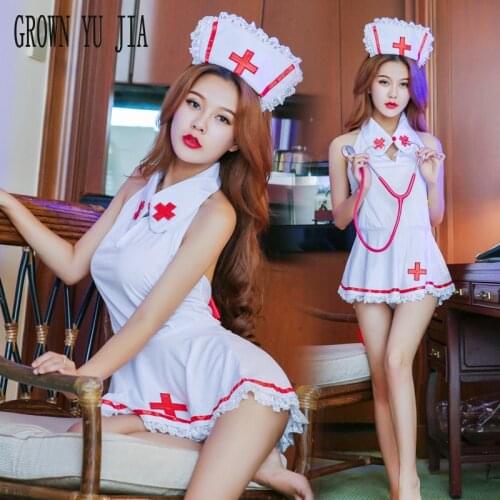 Sexy nurse uniform porno slutty nurse Backless skirt set Erotic japanese naughty lingerie Hot Babydoll cosplay sex play costume