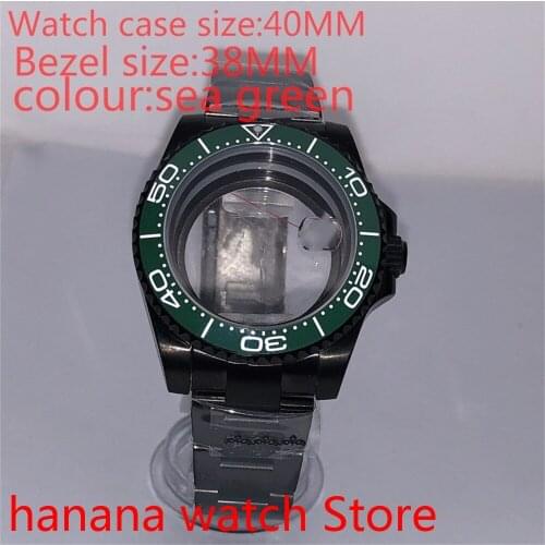 Suitable for NH35 36 Mingzhu2813 Miyata self-winding 40mm transparent black box series, with rotating ceramic green bezel