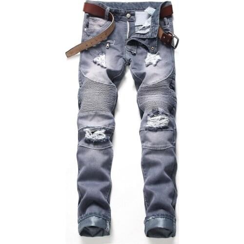 Size 42 Jeans Men Waist Skinny Jeans 2020 Stretch Ripped Pants Mens Jeans