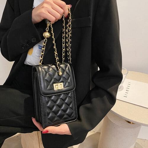 S.IKRR Fashion Women Messenger Bag Leather Wallet On Chain With Diamond Female Small Womens Bag Luxury Designer Shoulder Bag