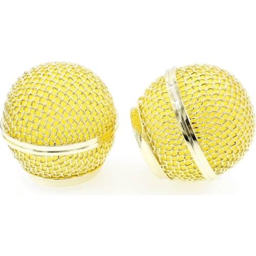 New Replacement Gold Plated Mesh Ball Head Mesh Microphone Grille for SM 58 BETA58 Golden Plated 2PCS