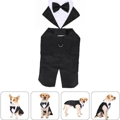 Tuxedo Suit Dog Shirt Puppy Pet Stylish Suit Bow Tie Costume Wedding Formal Tuxedo Pet Bow Tie Tuxedo Party Show Wedding Suit