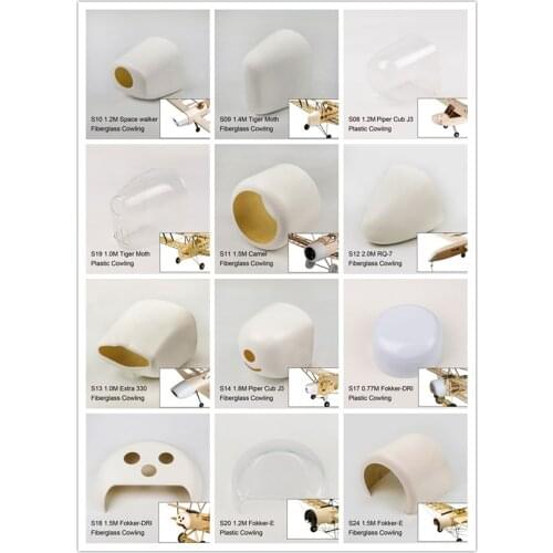 Fiberglass Cowling/Canopy/Cabin PVC for RC Plane Balsa Wood Airplane Pipe J3,Tiger Moth,Space Walker,Camel,RQ7, EX330,Fokker DRI