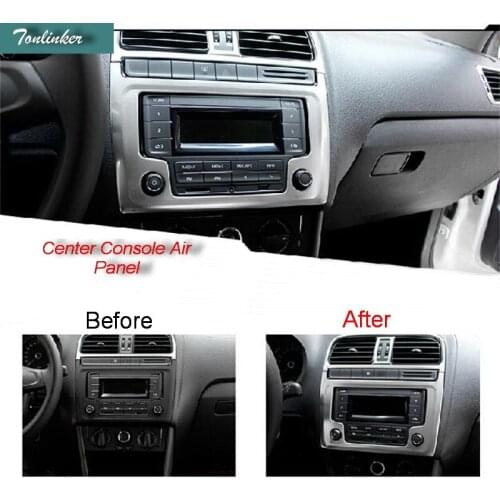 Tonlinker 1 PCS New Stainless Steel Car styling The Control Panel Light Box Cover Stickers For Volkswagen POLO Hatchback