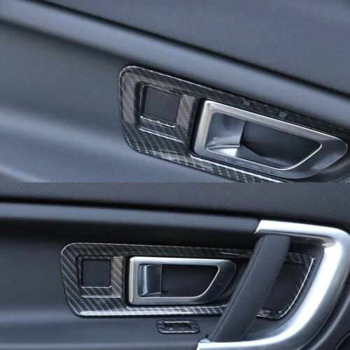 Carbon Fiber Black ABS Car Interior Door Handle Bowl Frame Trim Car-Styling Sticker For Land Rover Discovery Sport 2015-2017