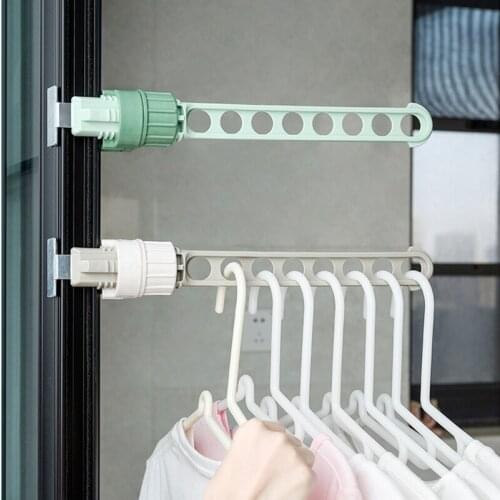 Hanger Rack Indoor Clothes Hanger Creative Door and Window Frame Windproof Drying Rack Travel Portable Telescopic Clothes Hanger