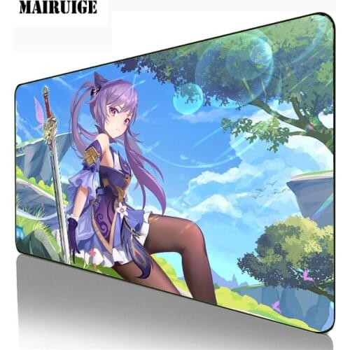 XGZ Genshin Impact Gaming Computer Large Anime Girl Mouse Pad Gamer Locking Edge 400*900MM Keyboard XXL DeskMat PC MiceMats
