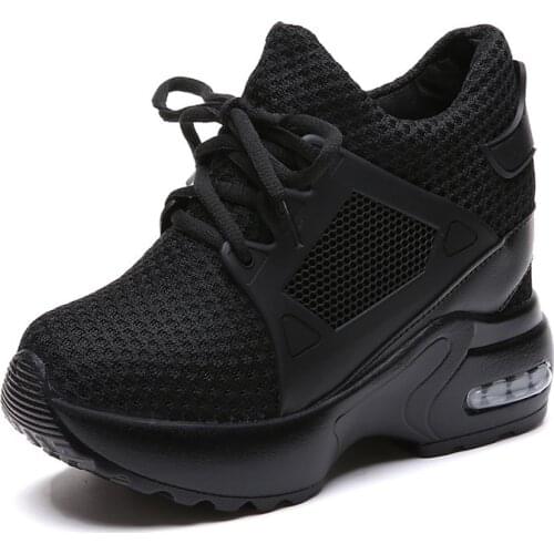 Women Platform Sneakers Red Black Wedge Sneakers Lace Up Comfort New Womens Shoes Mesh Sneaker Woman Footware Banbas Mujer