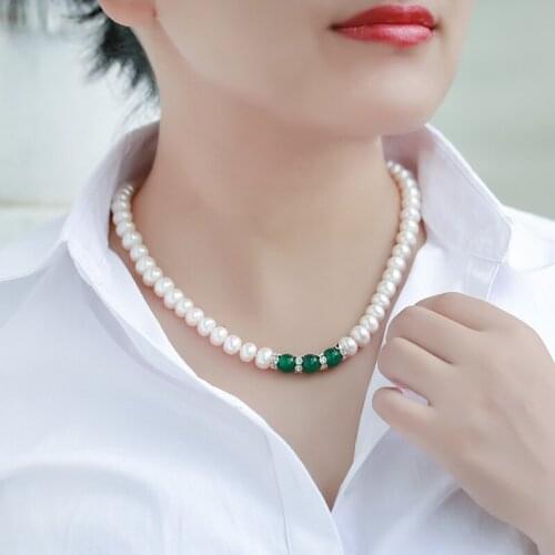 New Natural Irregular Freshwater Pearl 8-9MM White Pink Purple Pearl Necklace For Women