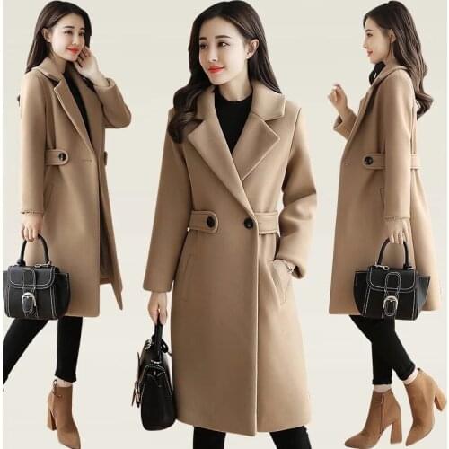 Winter Clothes Wool Coat belt slim Women Coat Korean Autumn Female Woolen Coat Fashion Jacket Elegant Blend outerwear 2021 New