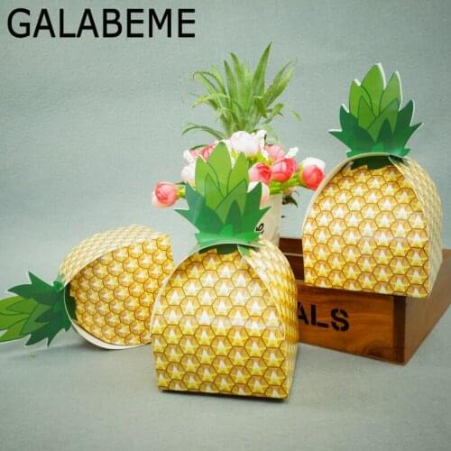 10Pcs Summer Beach theme Pineapple Candy Bag Gift Box Birthday baby shower Christening Baptism wedding gifts for guests