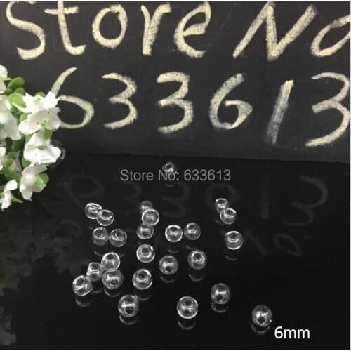 100pieces 6mm with 2.2mm hole Transparent ball shape glass globe vial pendant handmade jewelry findings glass bottle locket