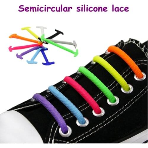 16pcs/set Semicircle Silicone Shoelaces Elastic Silicone Shoelace Special No Tie Shoelace Men Women Shoe Laces Rubber Zapatillas