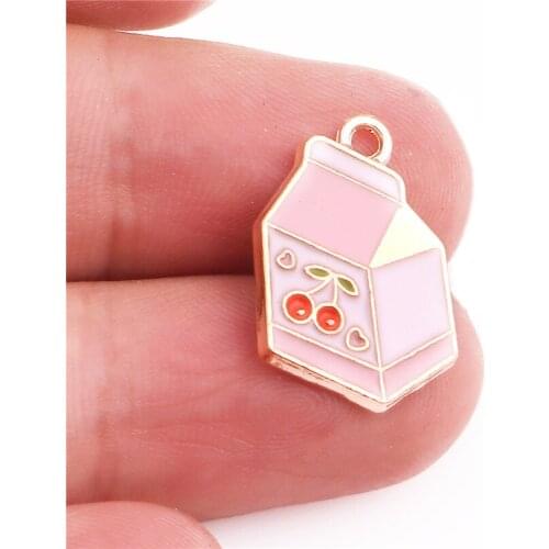 20PCS Gold Tone Alloy enamel Cherry juice pendant charms Necklace Accessories Jewelry Findings Handmade Craft DIY Bracelet