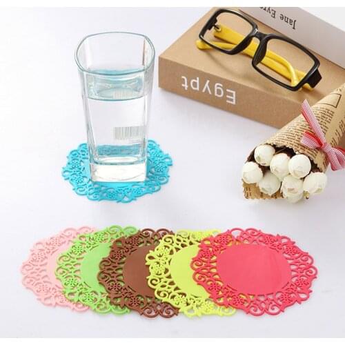 5pcs/set of creative hollow silicone flower-shaped non-slip heat insulation tea coaster household table mat kitchen placemat