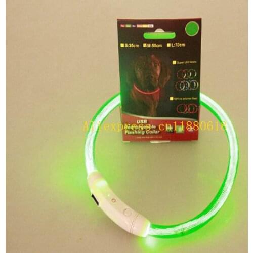 50pcs/lot Dog Collar Led Lights Adjustable USB luminous Led Dog Collar USB charging pet supplies dog Led Light collars