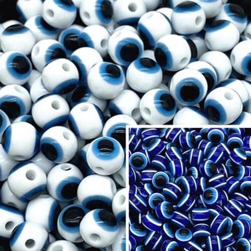 6 8 10mm Round Spacer Beads Evil Eye Beads Stripe Resin Spacer Beads For Jewelry Making DIY Bracelet Necklace Charms