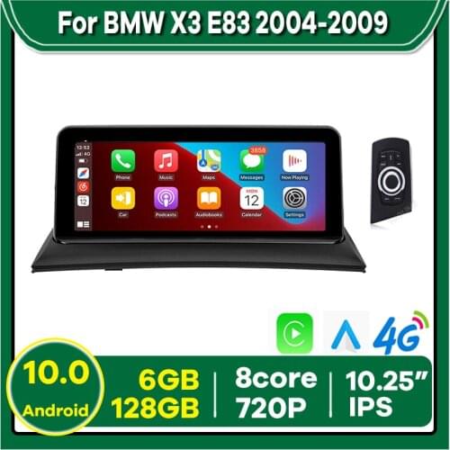 10.25" 8Core 8+128G Android 10 Car Multimedia Player GPS Radio for BMW X3 E83 2004-2009 with Stereo Navigation Head unit Carplay