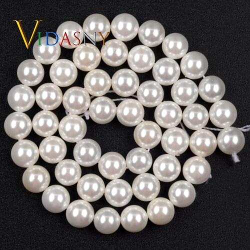 Natural White Shell Beads Round Beads for Jewelry Making 2/3/4/6/8/10/12mm Diy Bracelet Necklace Accessories 15"